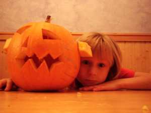 Cara and her pumpkin.