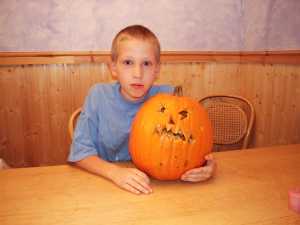 Seth and his pumpkin.